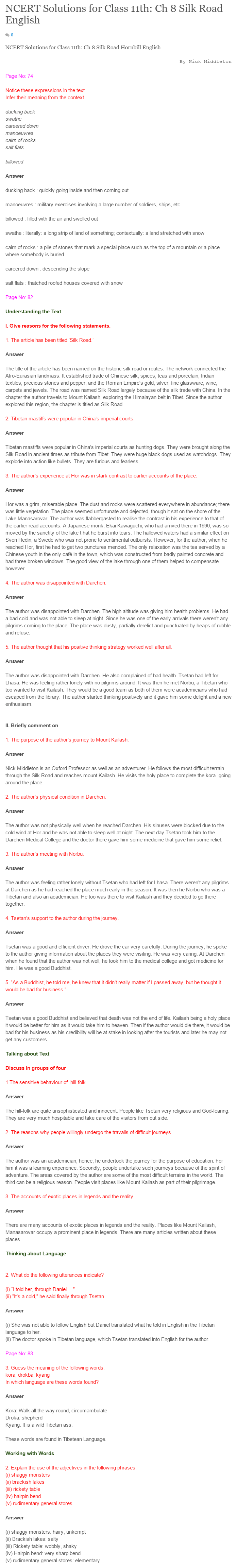 NCERT-Solutions-For-Class-11-Hornbill-English-8-Silk-Road