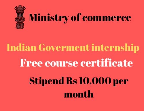 Internship In Ministry Of Commerce In INDIA | Free Government ...