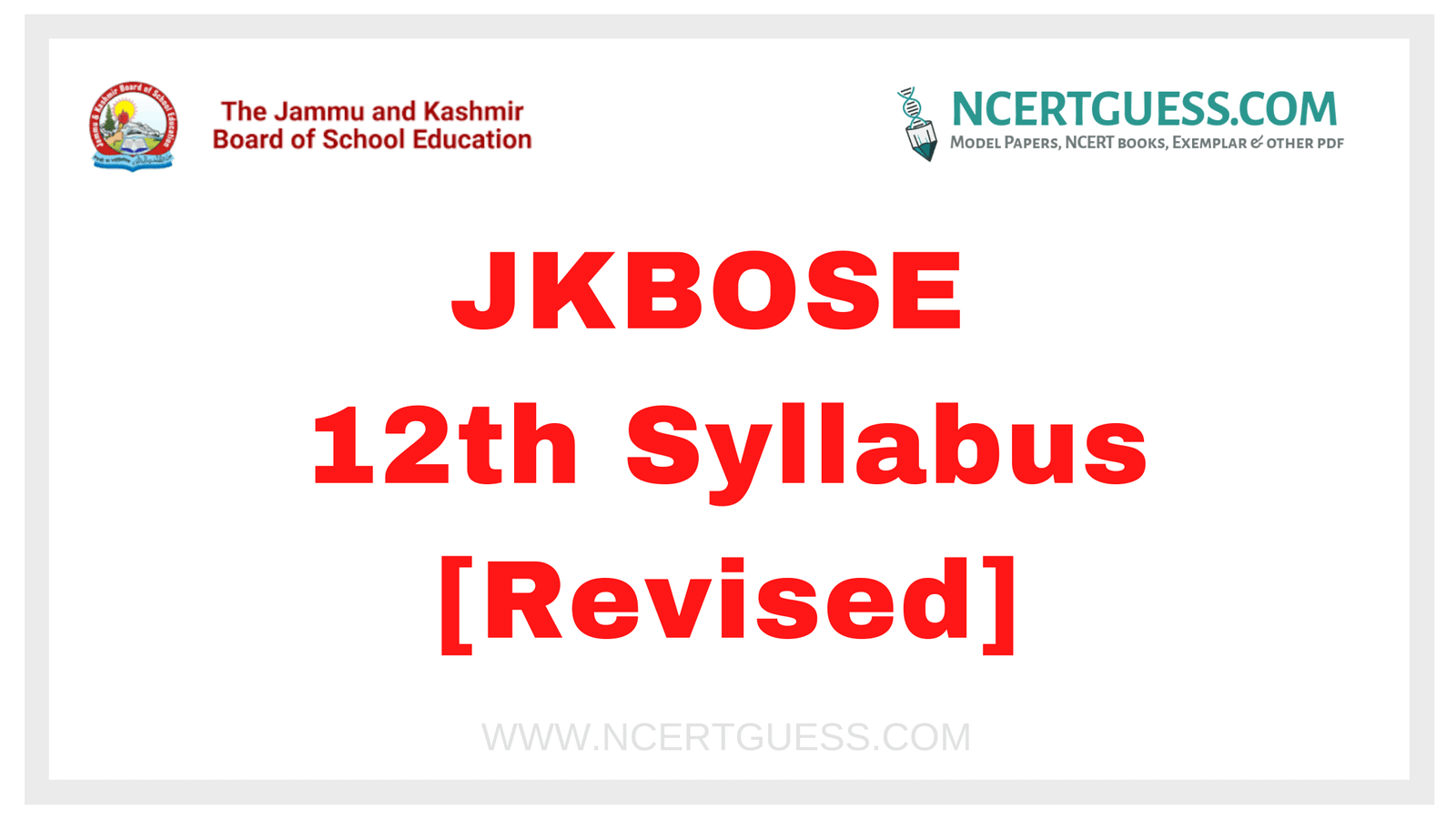 JKBOSE 12th Syllabus